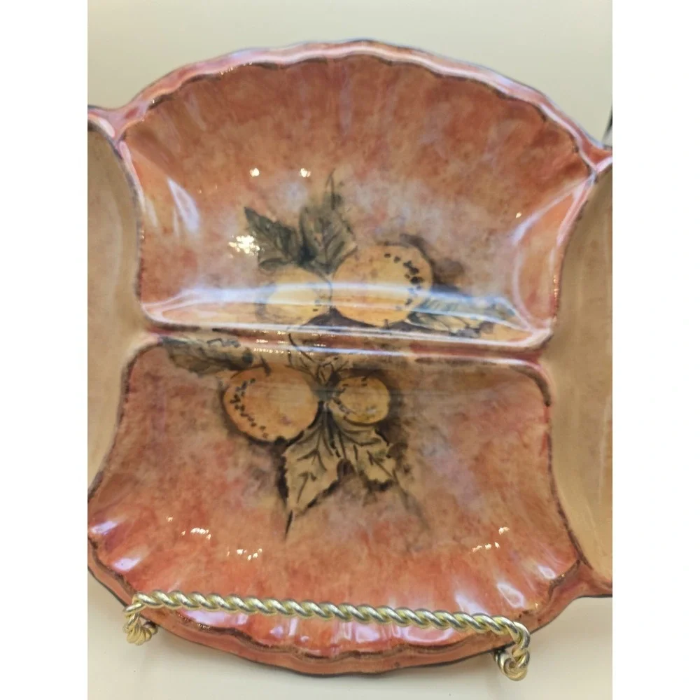 Tuscany Serving Dish, Scalloped‎ Design Fruit And Leaves 13
